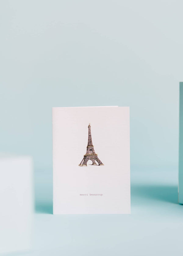 greeting card with vintage illustration of Eiffel Tower